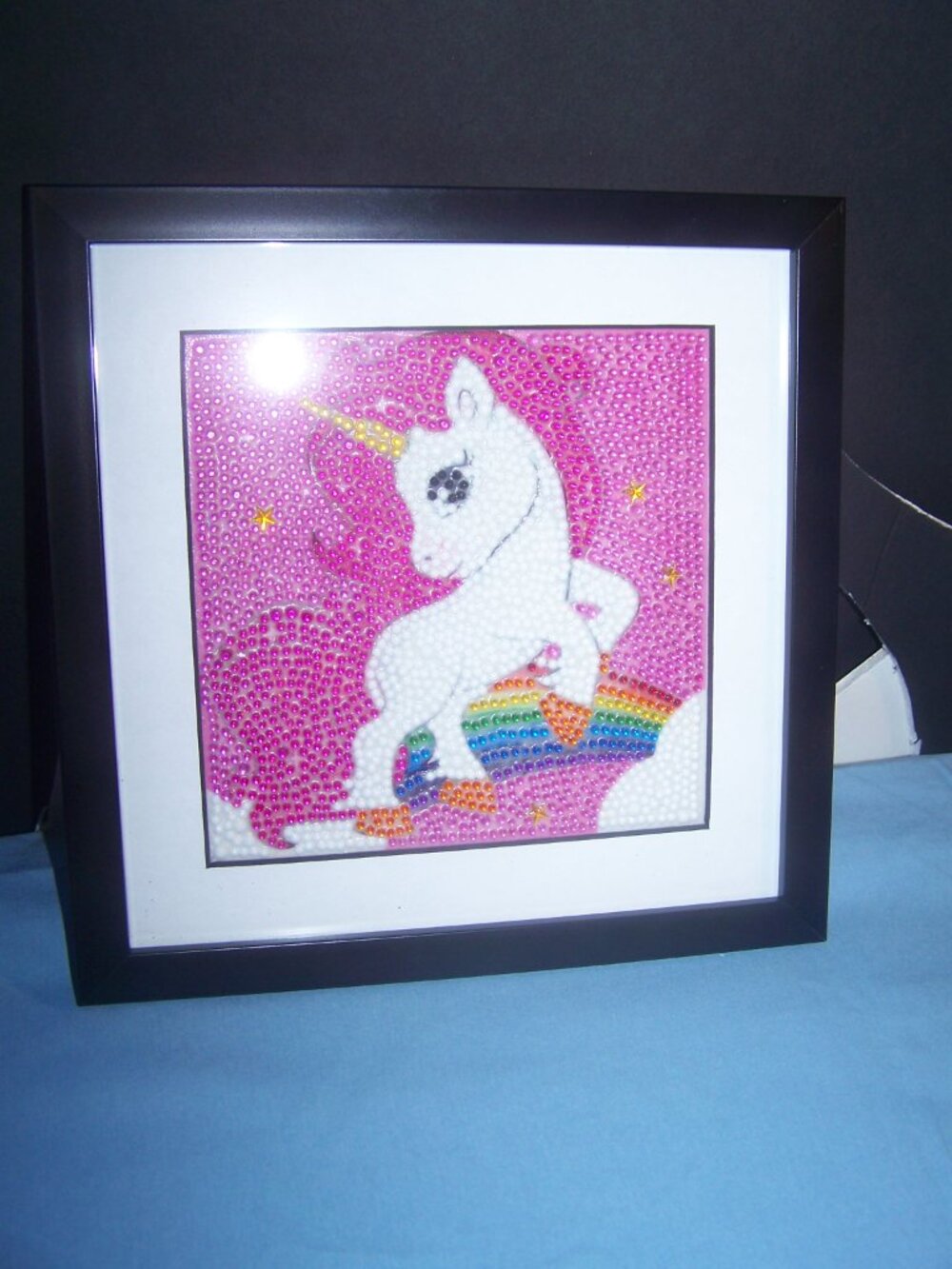Set of 3 NWOT Framed Diamond Art Paintings - Panda & Unicorns